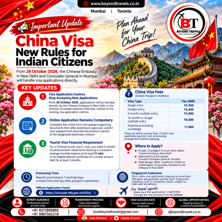 China Visa New Rules for Indian Citizens: Apply Directly at the Embassy or Mumbai Consulate from 26 October 2026